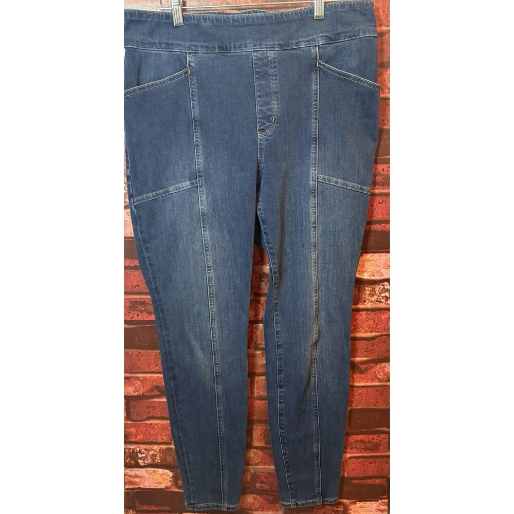 DULUTH TRADING CO Jean-Netics Pull On Skinny Jeans Women’s Size 14 Regular